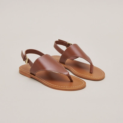 Plagettes with rear straps in cognac leather | wade