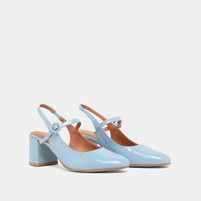 Heeled Mary-Jane in sky blue patent | DOLLAR