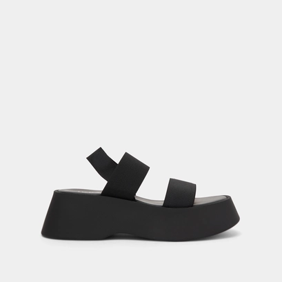 Wide-strap sandals in black elastic | EDITH