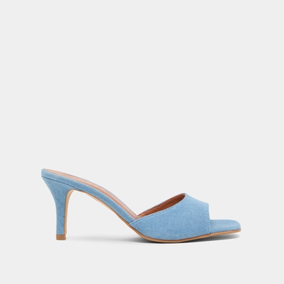 Heeled mules in blue denim | VERTIGO