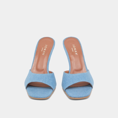 Heeled mules in blue denim | VERTIGO