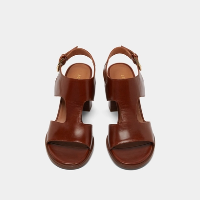 Heeled sandals in brown leather | ding