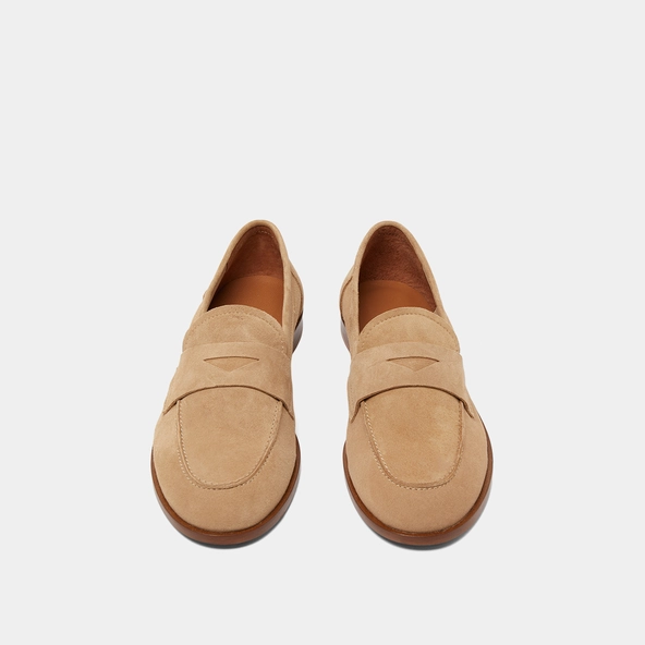 Round-toed loafers in camel velvet | THELMA