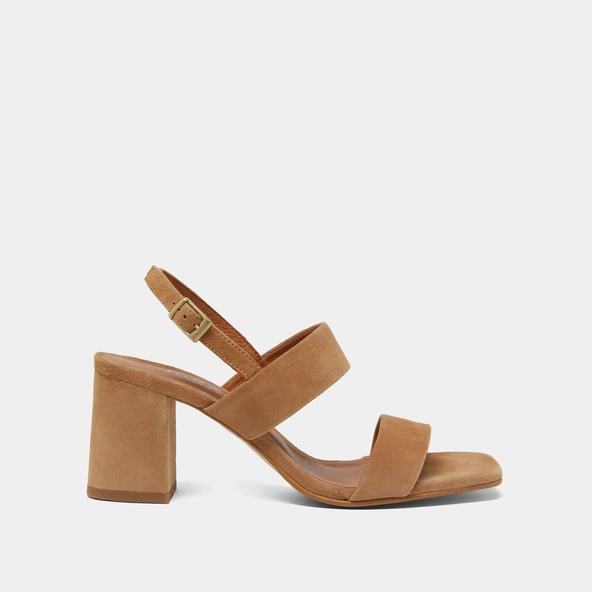 Heeled sandals in camel velvet | VICO