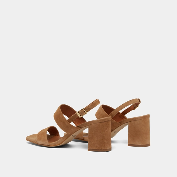 Heeled sandals in camel velvet | VICO