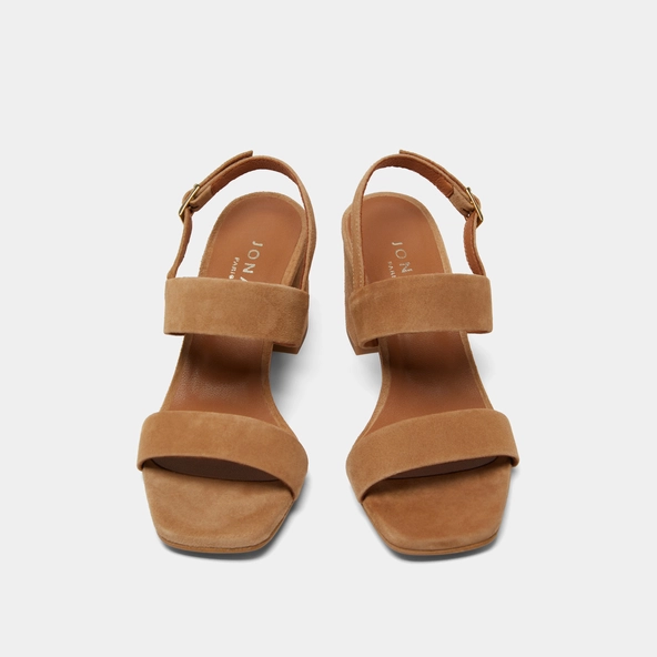 Heeled sandals in camel velvet | VICO