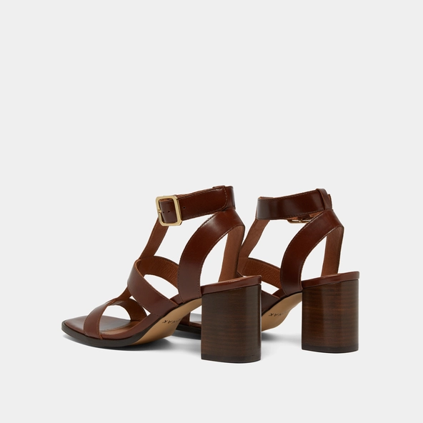 Heeled sandals in brown leather | VILMA
