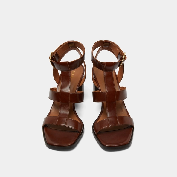 Heeled sandals in brown leather | VILMA