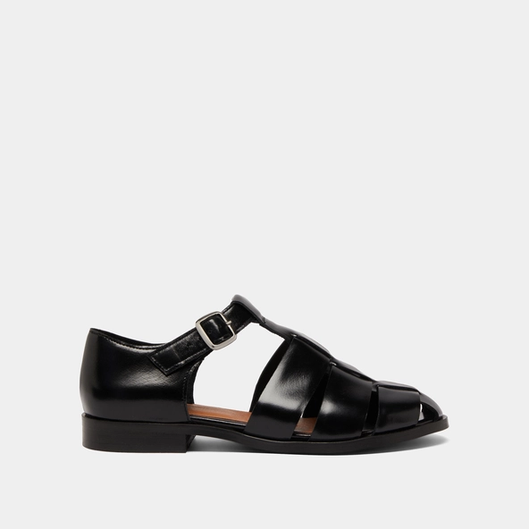 Sandals in black leather | AGOSTA