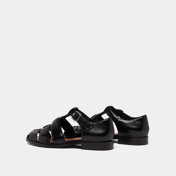 Sandals in black leather | AGOSTA