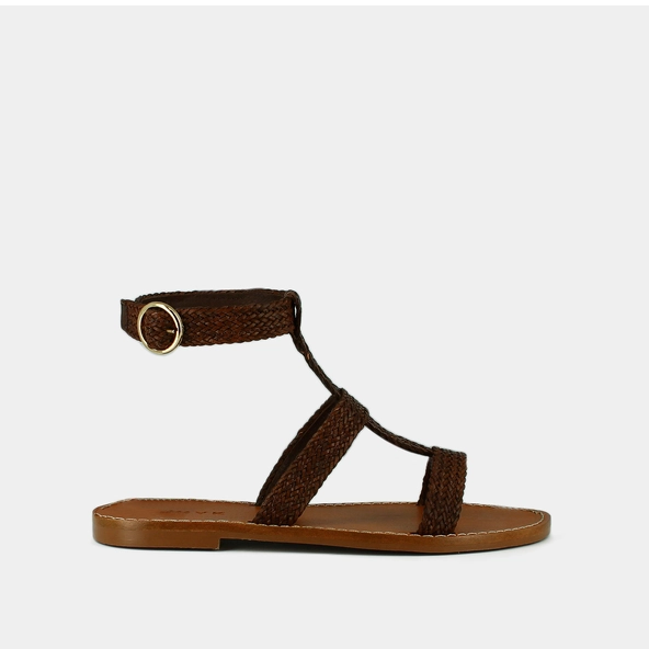 Plagettes with straps in brown textile rope | LOGAN
