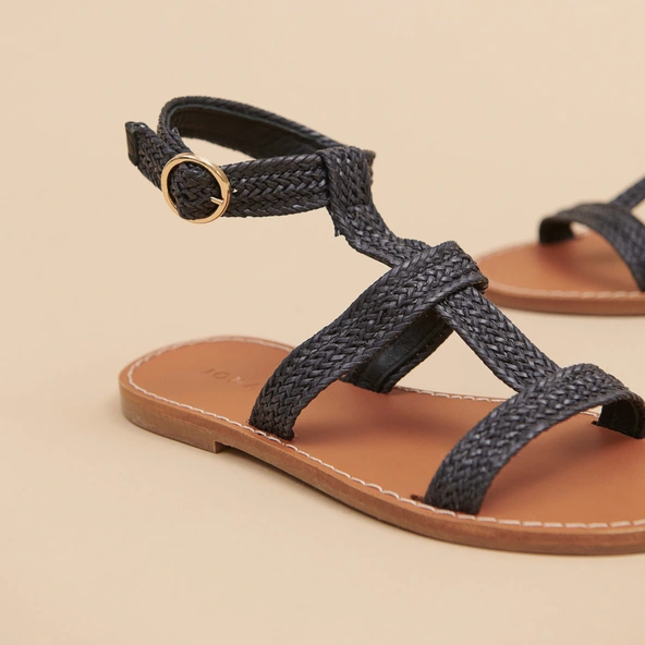 Plagettes with straps in dark textile rope | LOGAN
