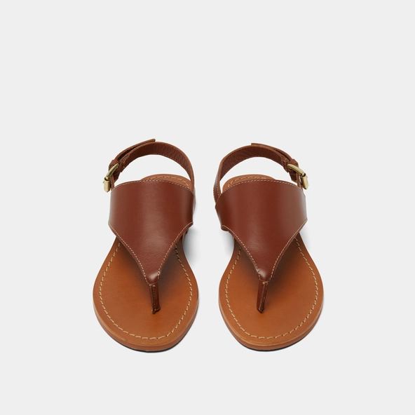 Plagettes with rear straps in cognac leather | WADE