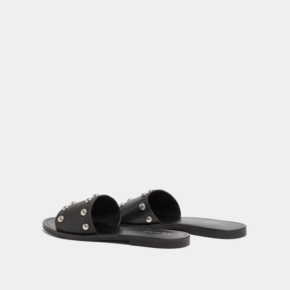 Mules with silver details in black grained leather | WINSLOW