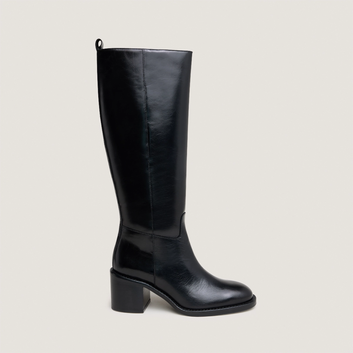 High heel boots in black leather calf size M | BONNIE