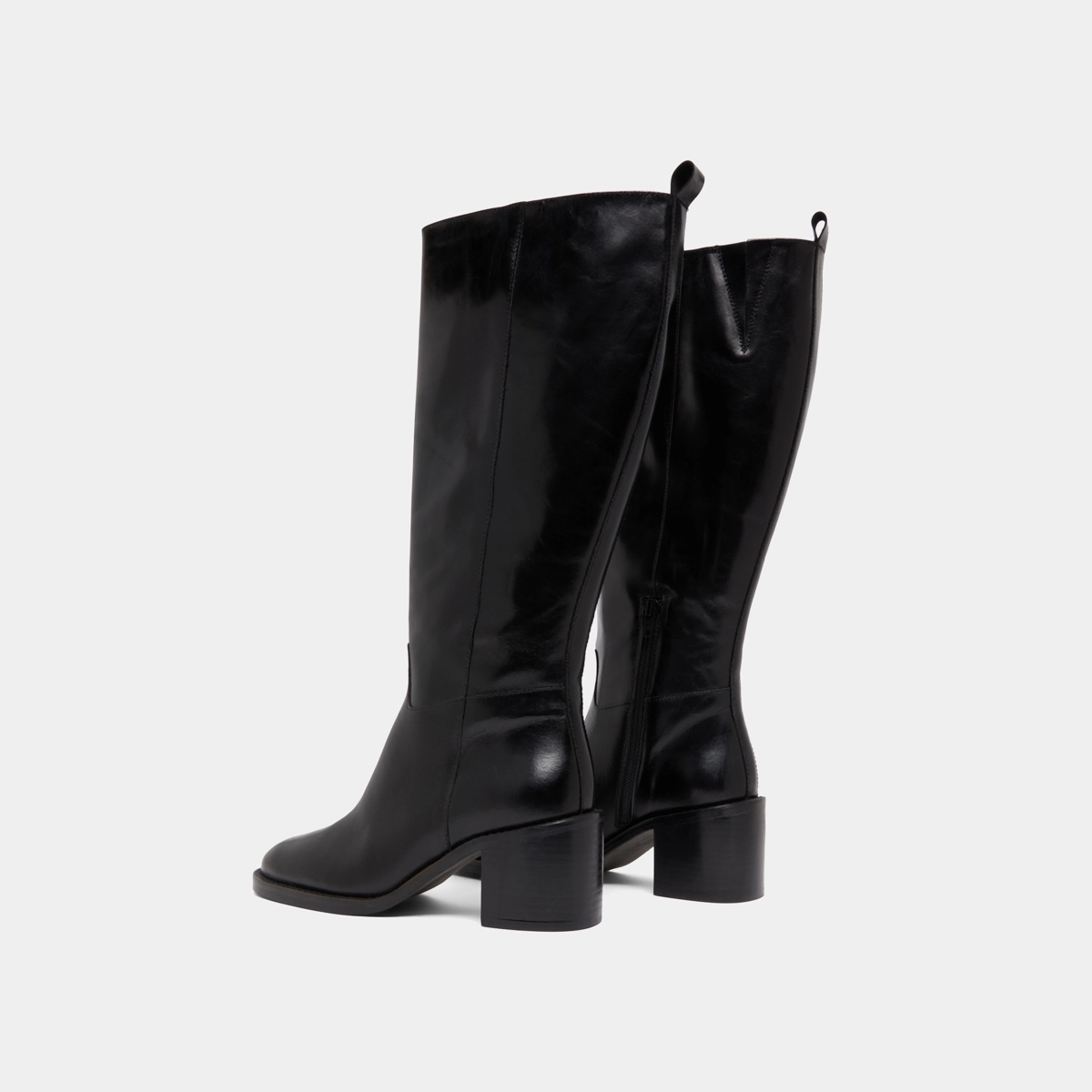 High heel boots in black leather calf size M | BONNIE