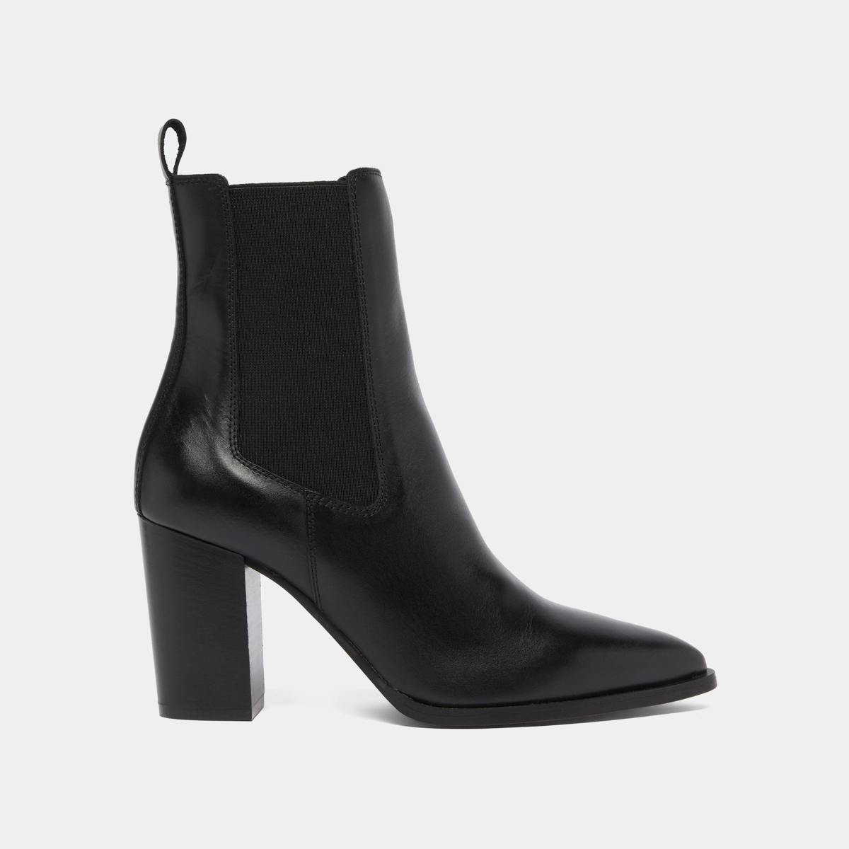 Heeled ankle boots with elastics in black leather | PEPITA