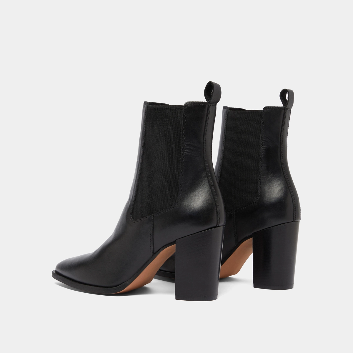 Heeled ankle boots with elastics in black leather | PEPITA