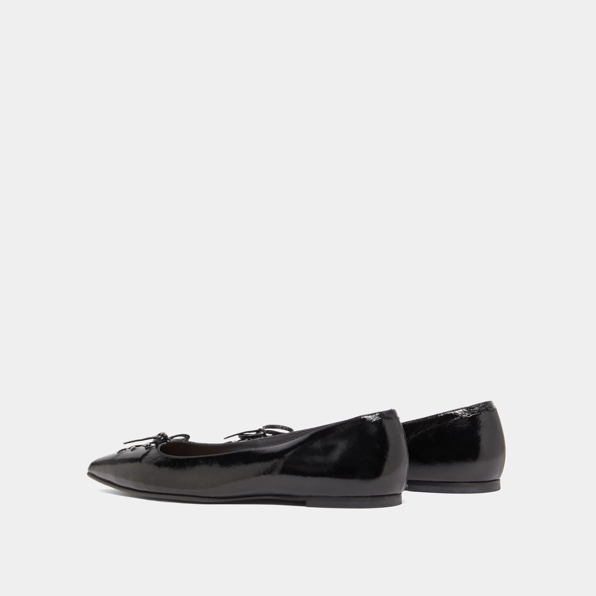 BALLET FLAT WHITE MIX BLACK SHEEPSKIN POINTED TOE