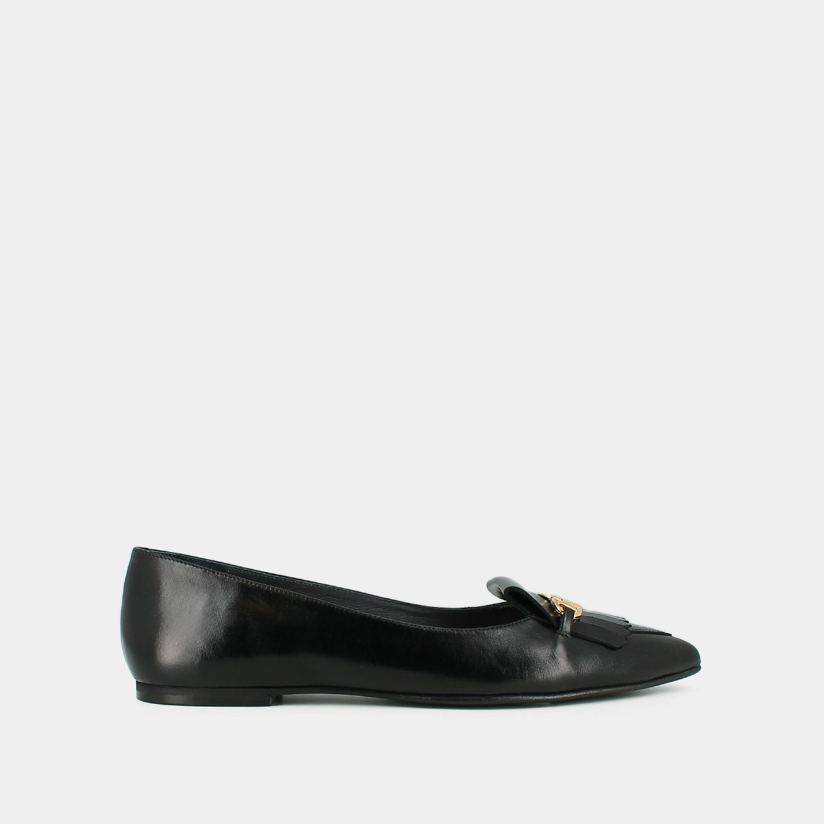 Ballet flats with gold bits in black leather | DIESE