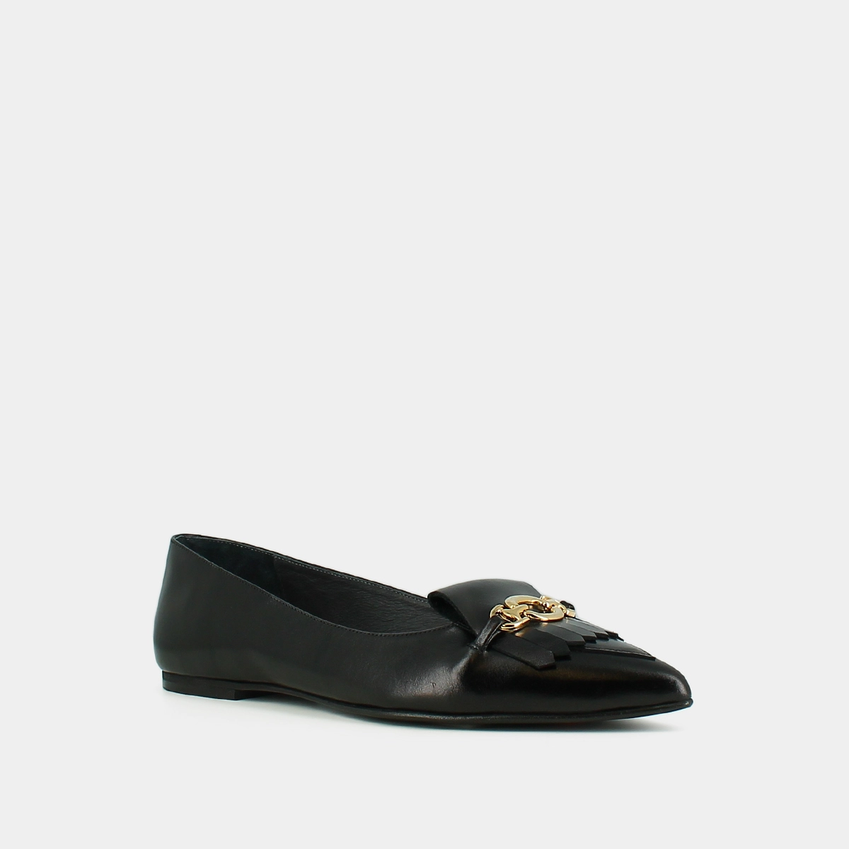 Ballet flats with gold bits in black leather | DIESE