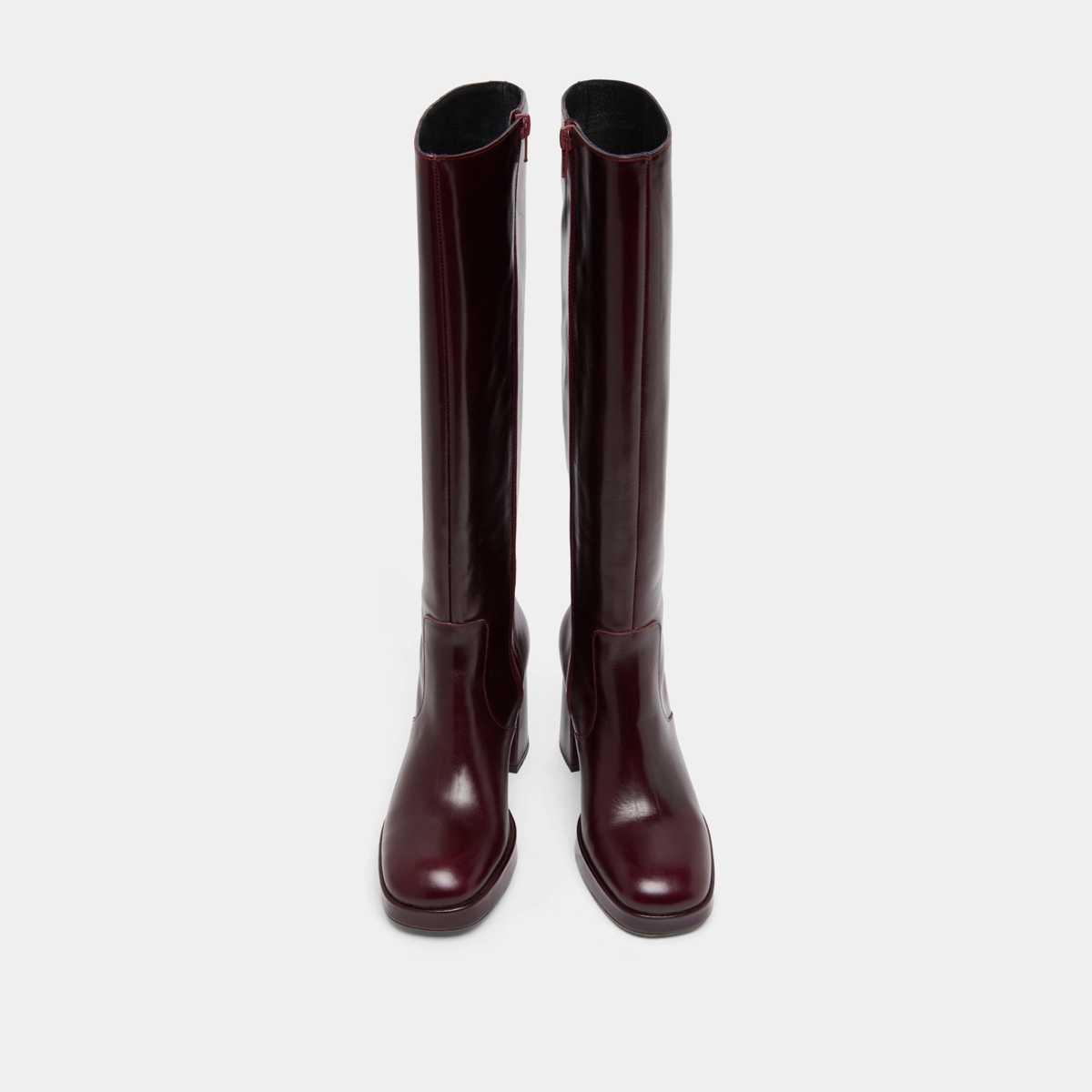 Platform boots in burgundy leather | VENDOME