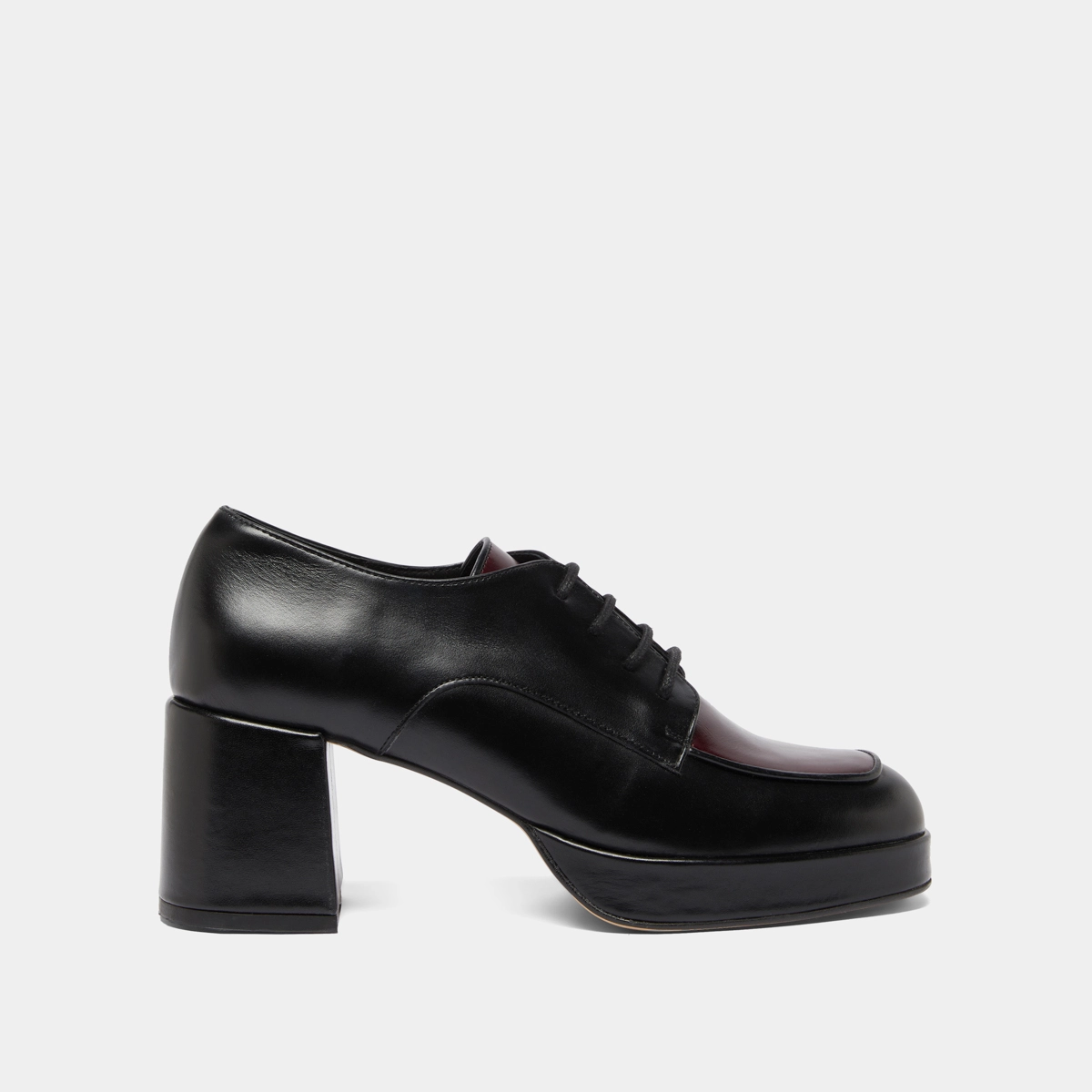 Derbies with heels in black and burgundy leather | VIVALDI