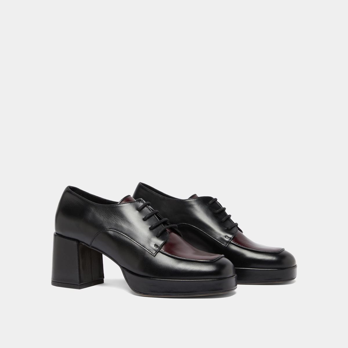 Derbies with heels in black and burgundy leather | VIVALDI