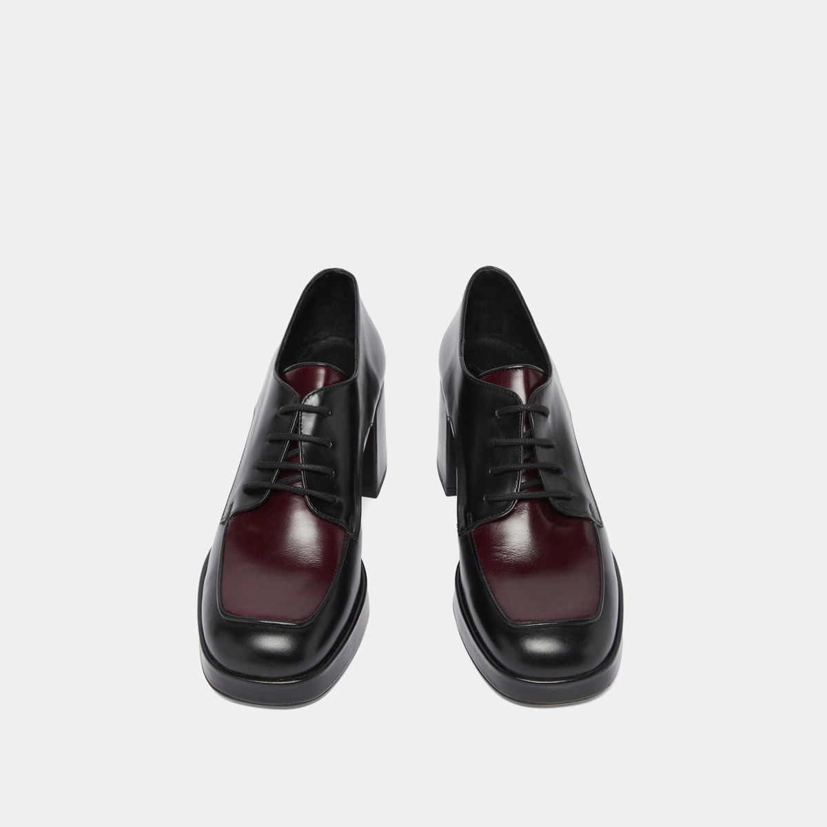 Derbies with heels in black and burgundy leather | VIVALDI