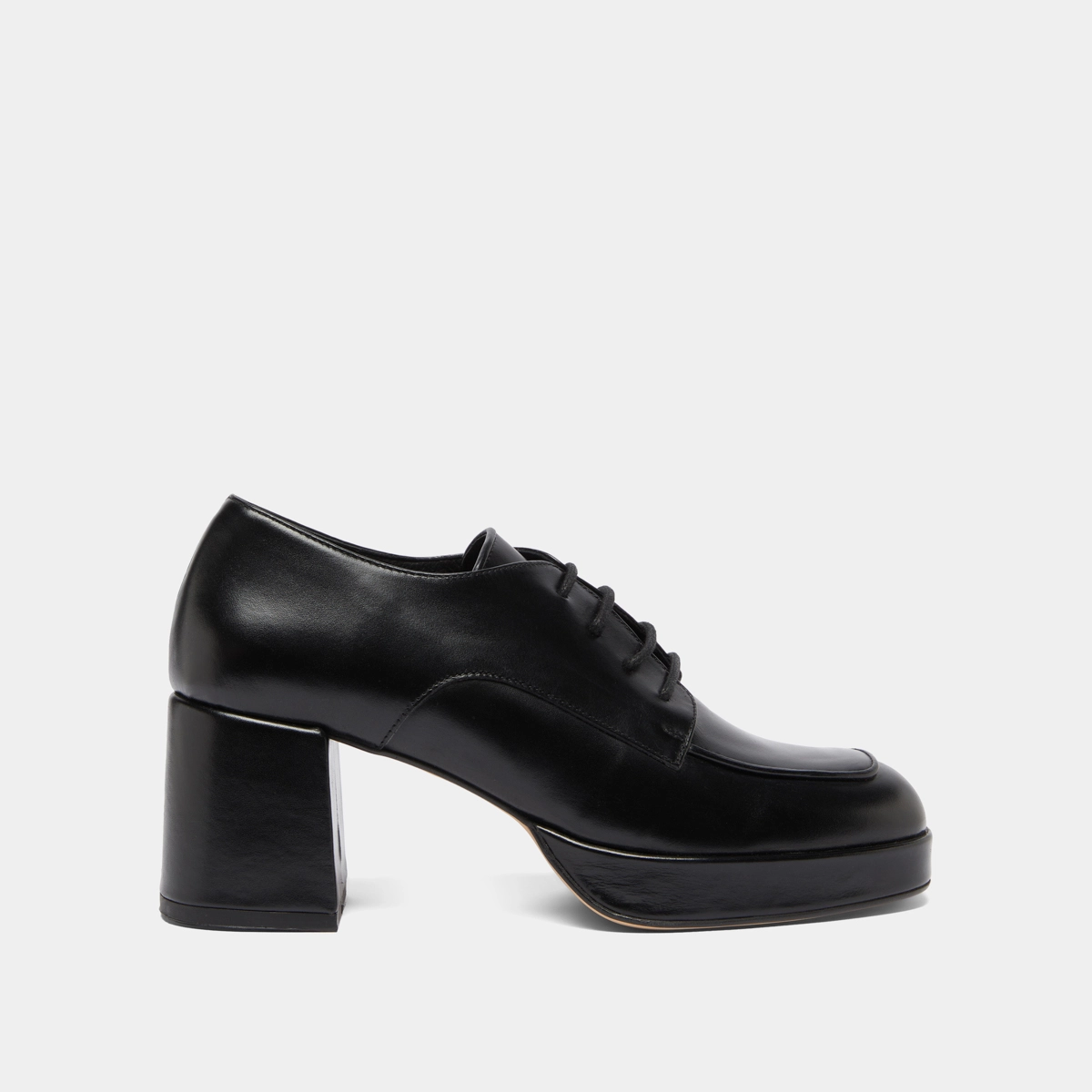 Derbies with heels in black leather | VIVALDI