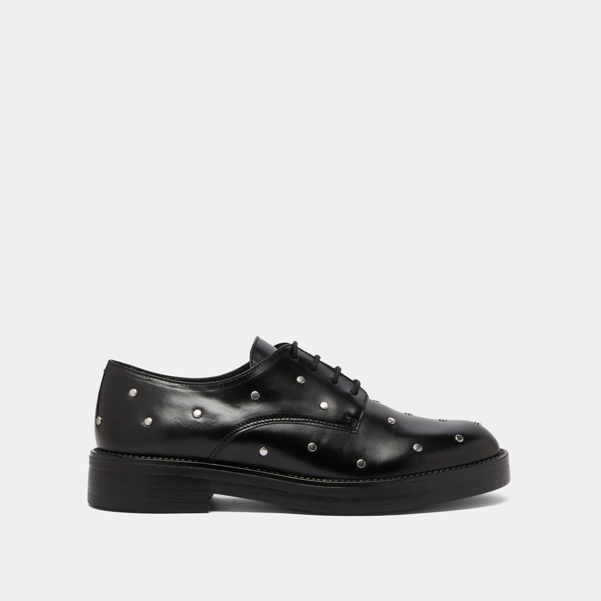 Derbies with silver details in black leather | ASTOU
