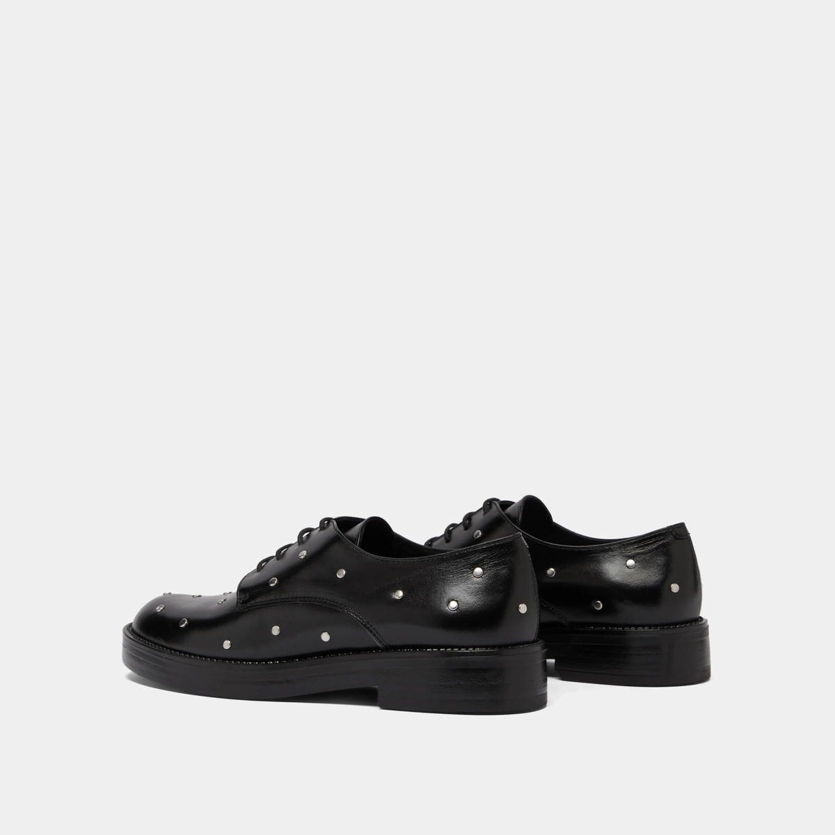 Derbies with silver details in black leather | ASTOU