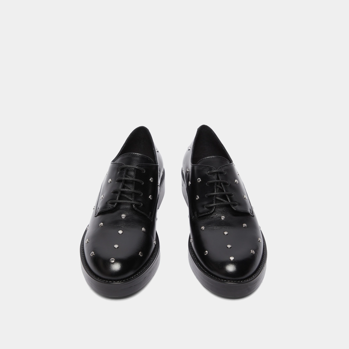Derbies with silver details in black leather | ASTOU