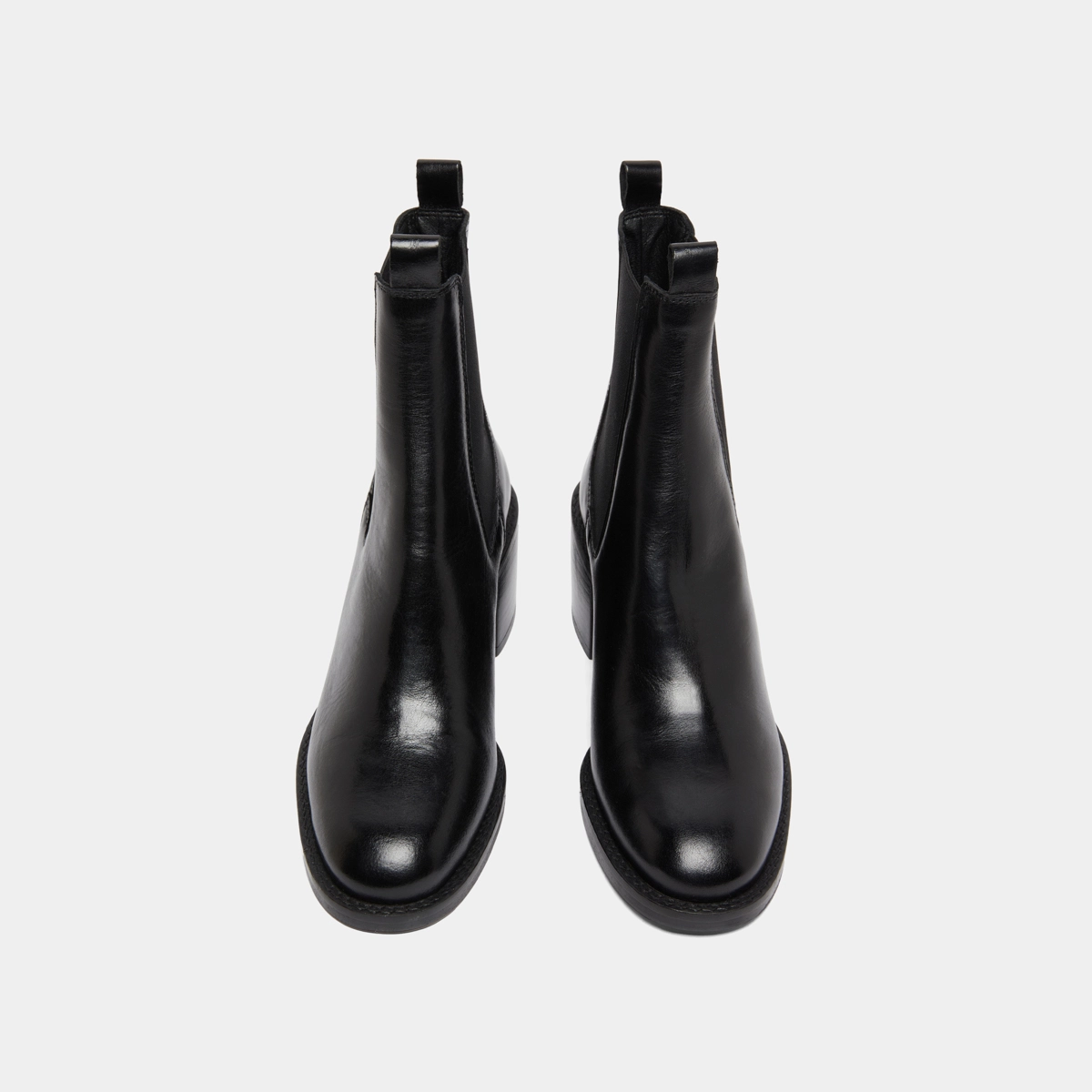 Heeled ankle boots with elastics in black leather | BERTILLE