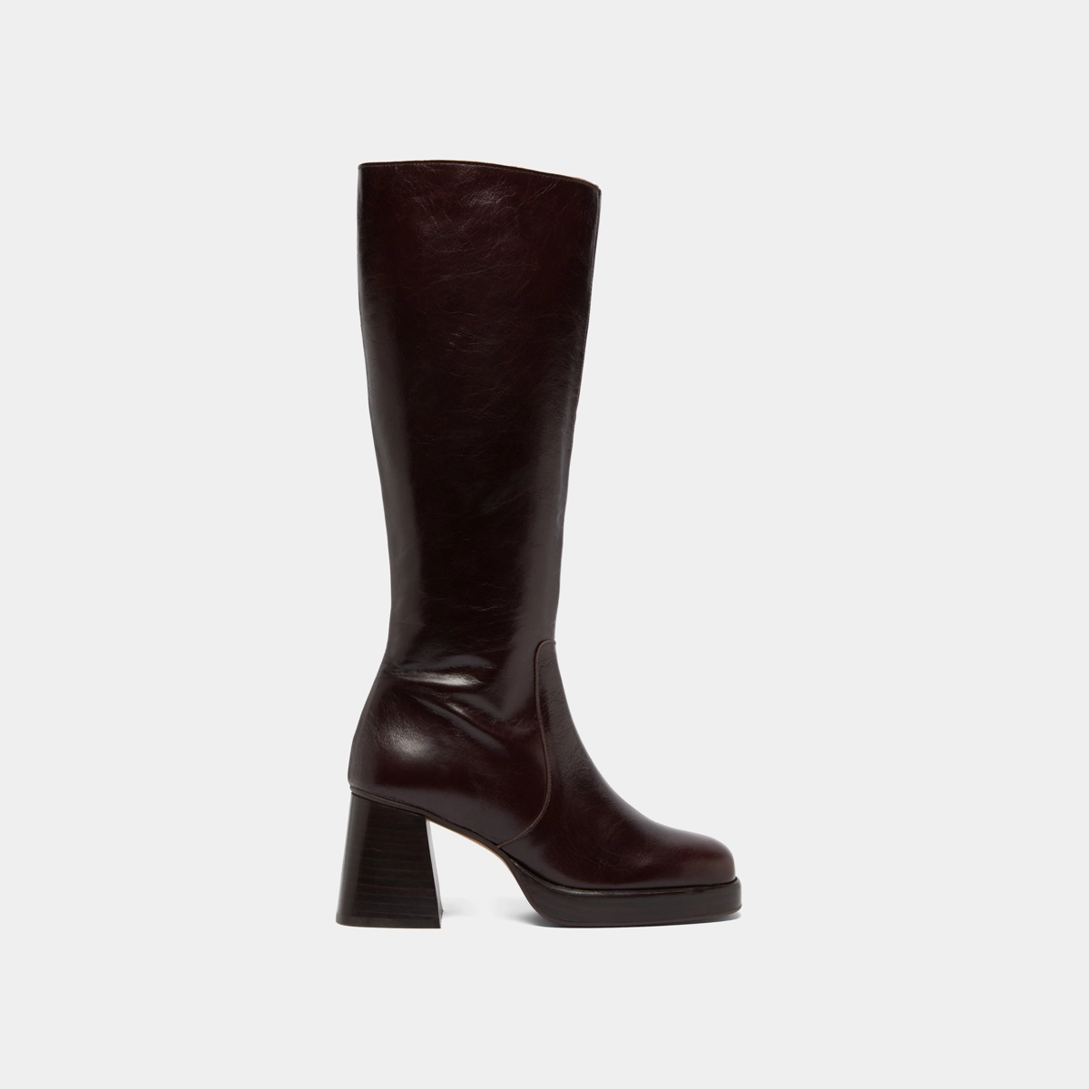 Platform boots in chocolate distressed leather | BETINA