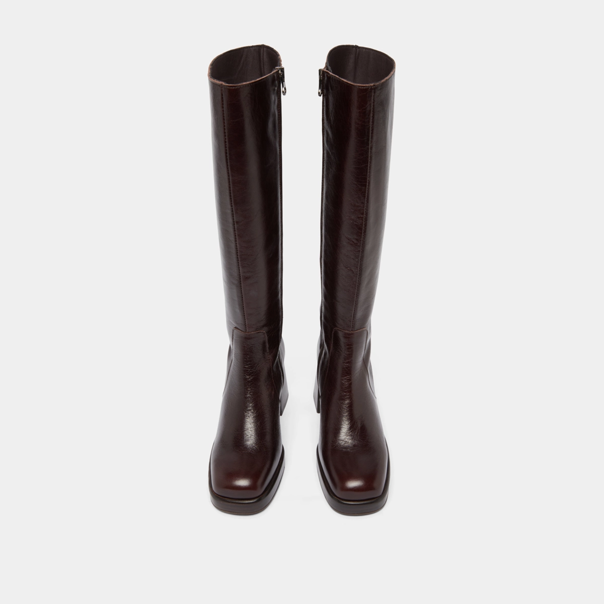 Platform boots in chocolate distressed leather | BETINA