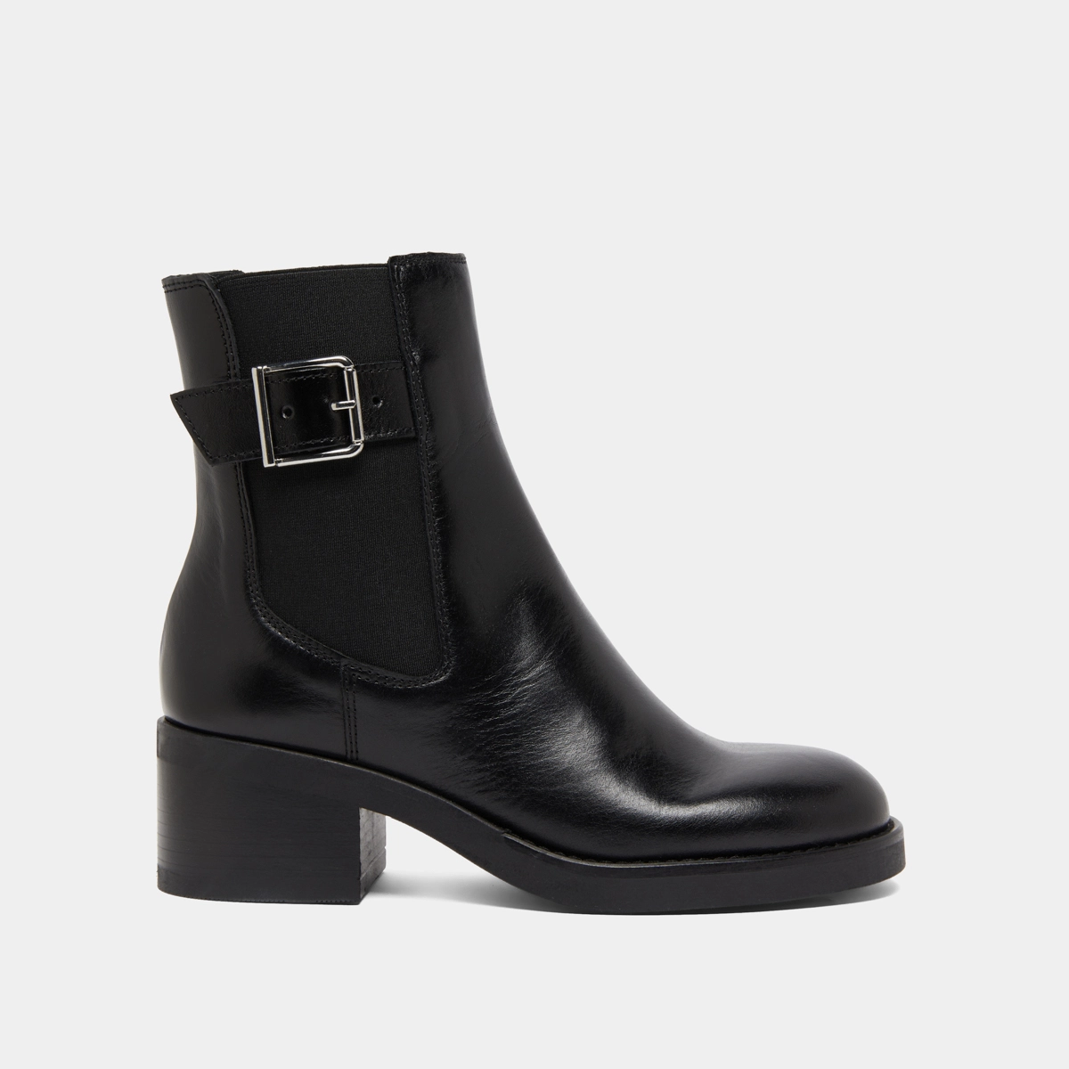 Lowboots with elastics and adjustable buckles in black leather | BOULOU