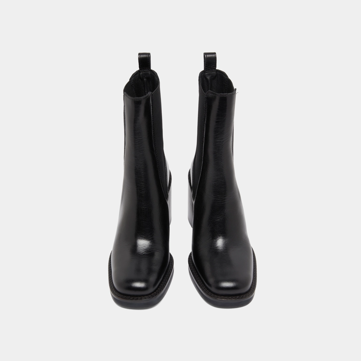 Ankle boots with overflowing heels in black leather | BRETZ