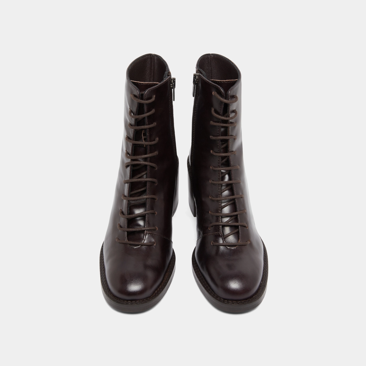 Lowboots with laces in dark brown leather | BRINDILLE