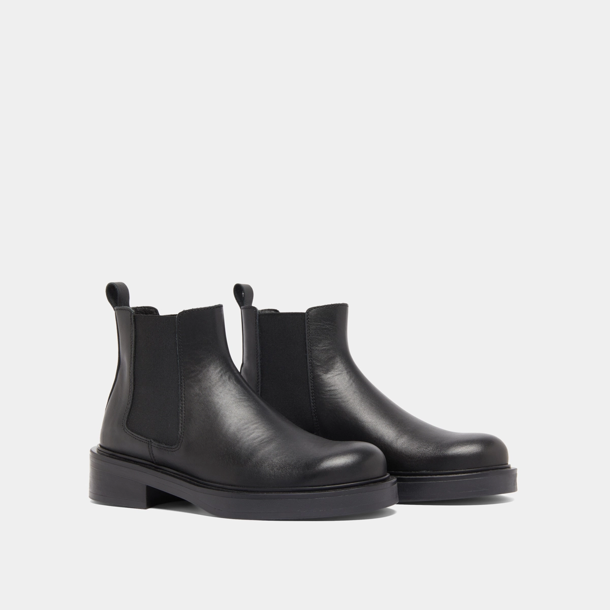 Lowboots with elastics in black leather | MELANIE