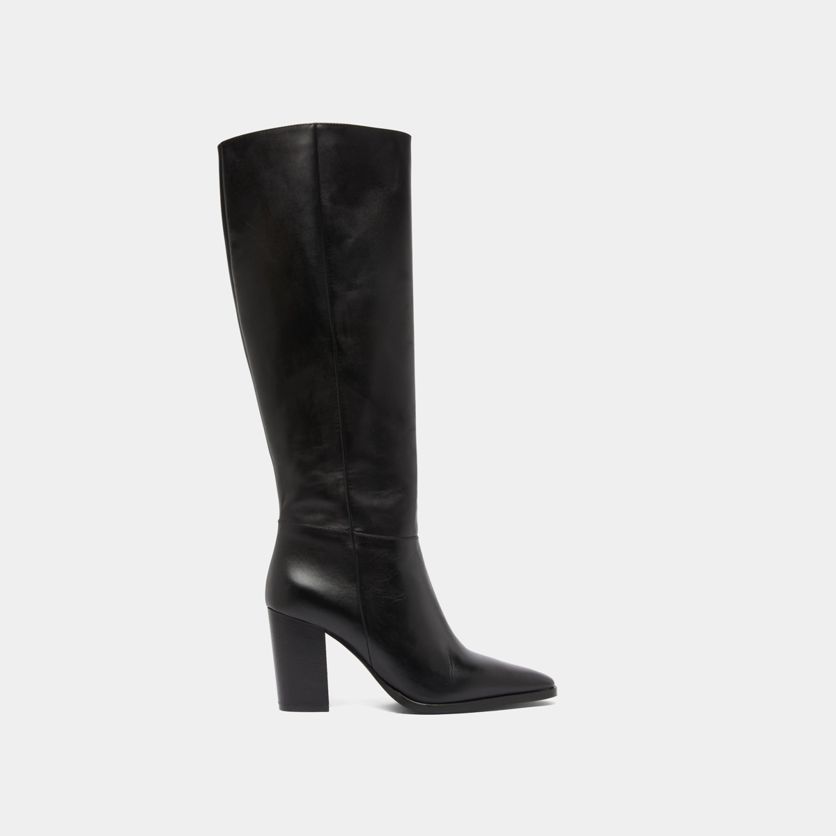 Boots with pointed toes in black leather | PLUME