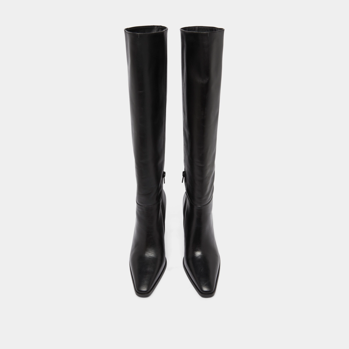 Boots with pointed toes in black leather | PLUME