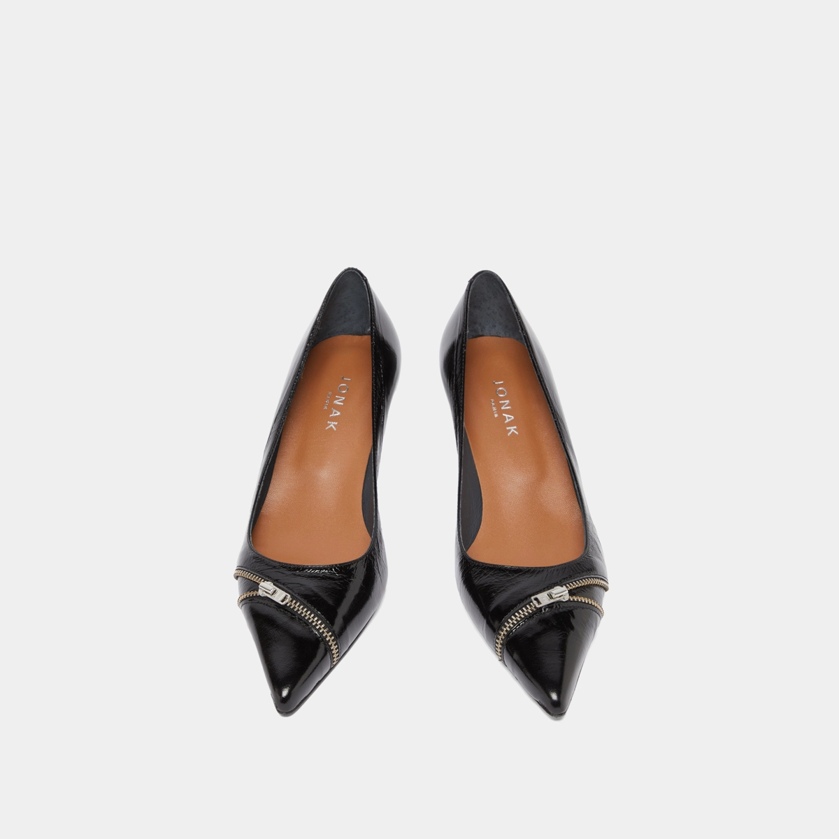Pumps with zip in black shiny leather | DANIELA