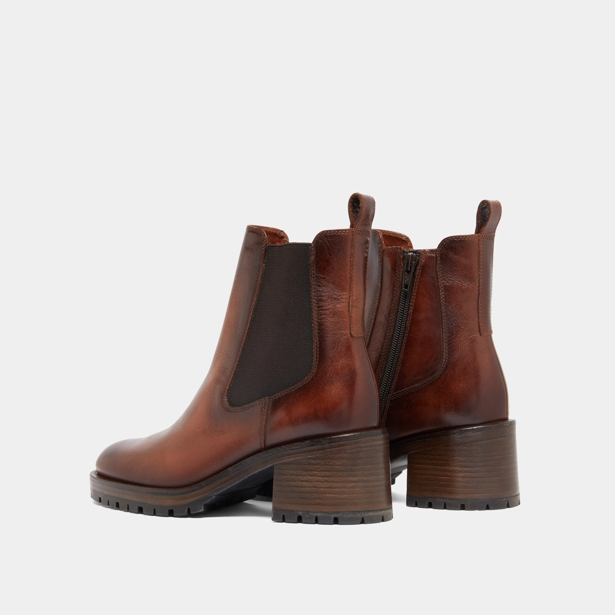 Lowboots with elastic bands in cognac patinated leather | CECILE