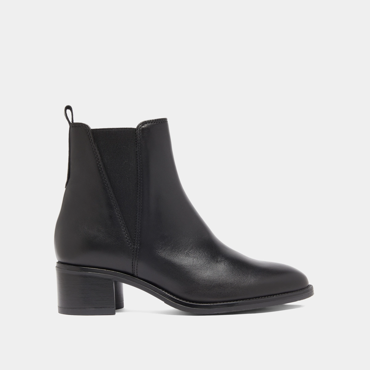 Ankle boots with triangular elastic bands in black leather | CHILO