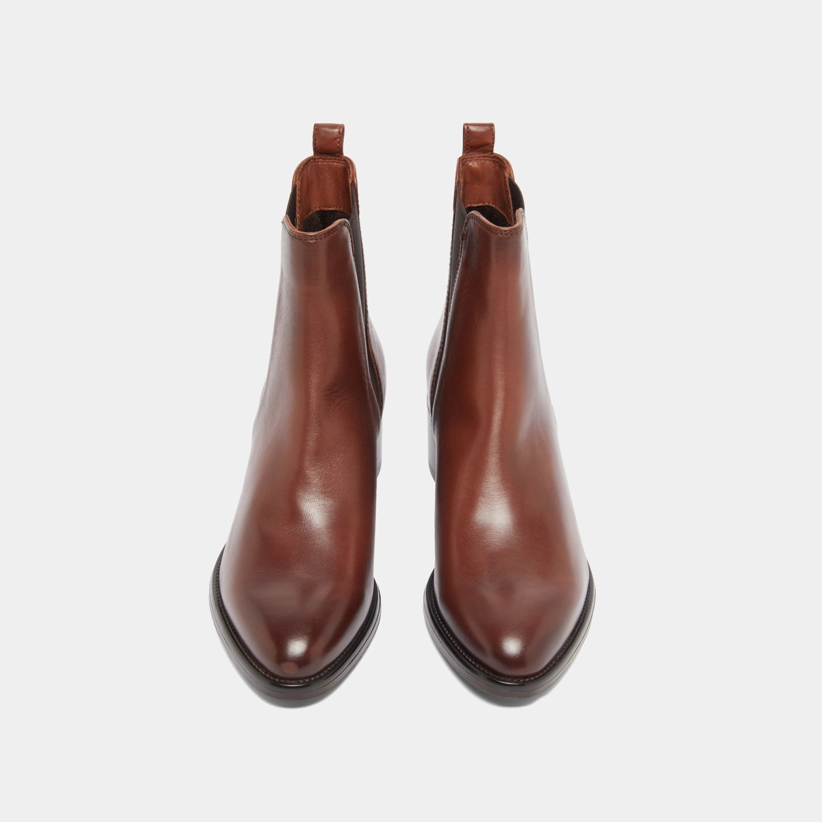 Ankle boots with triangular elastic bands in cognac patinated leather | CHILO