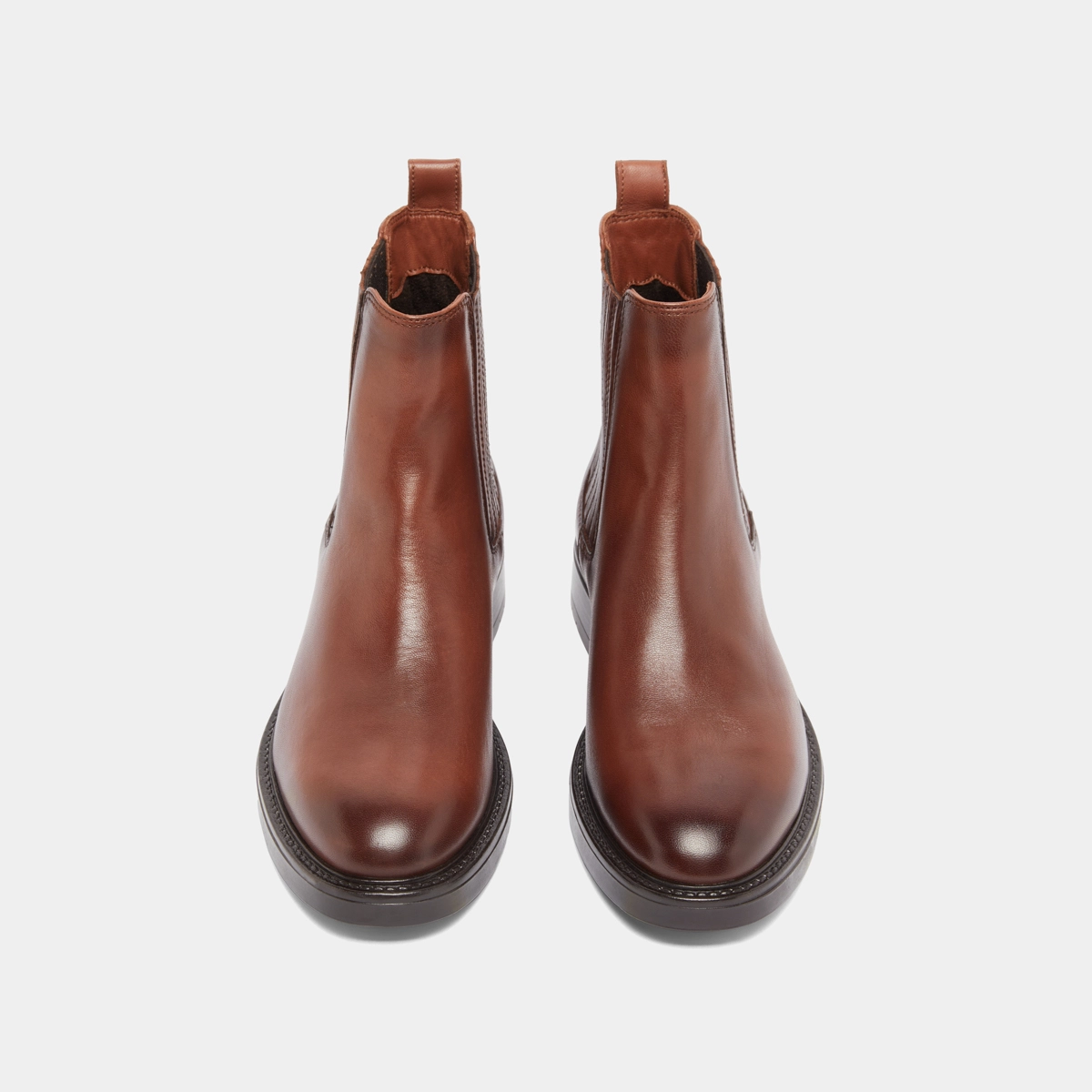 Lowoots with gathers in cognac patinated leather | CLEANDRE