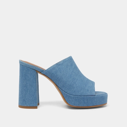 Mules with heels in blue denim | DARJELING