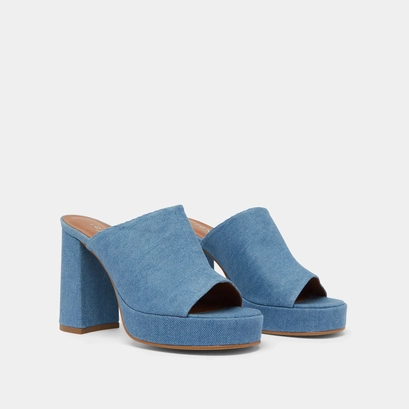 Mules with heels in blue denim | DARJELING