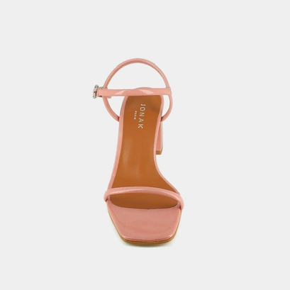 Sandals with thin straps in pink pleated patent | vedette